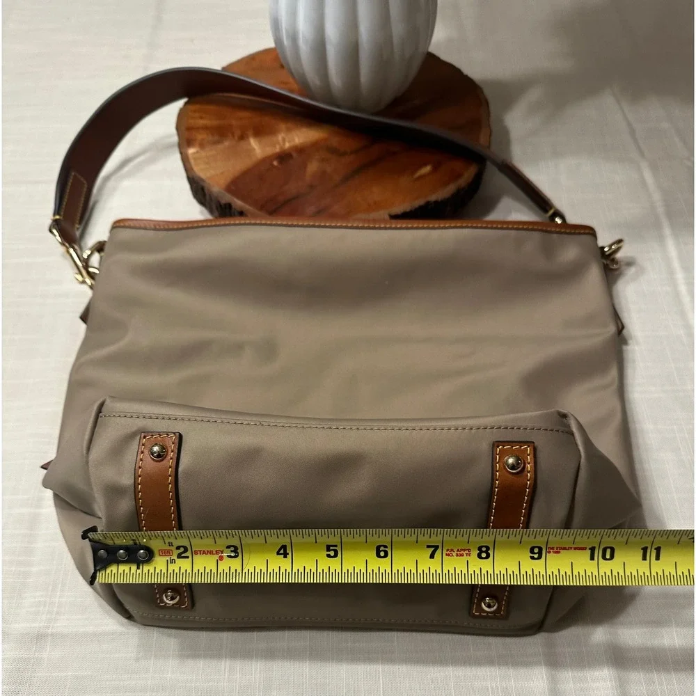 Dooney & Bourke Taupe Nylon Hobo Shoulder Bag Leather Trim Coin Purse Set